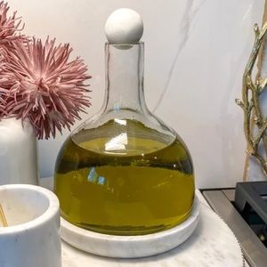 Glass Decanter with Round Marble Topper and Base
